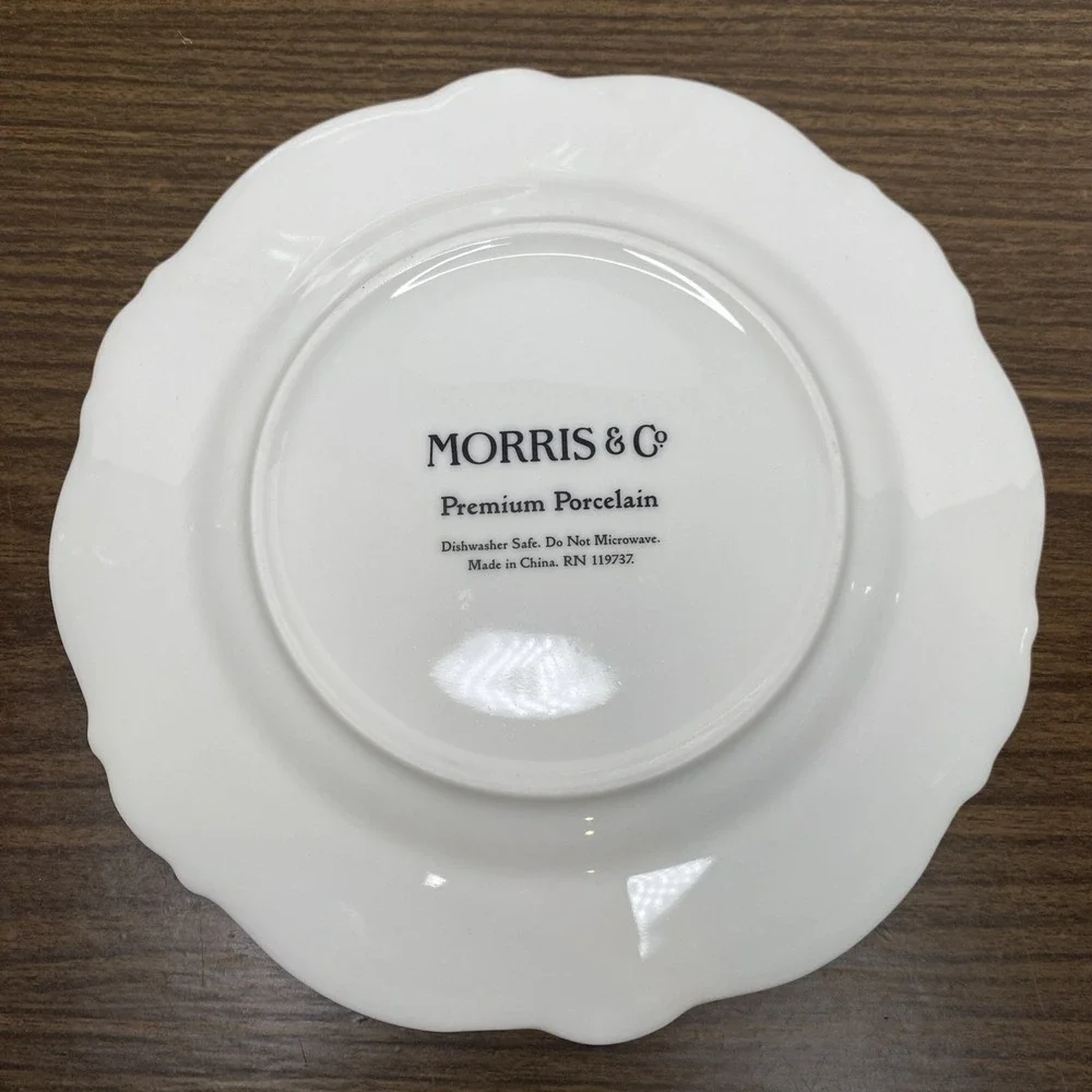 Morris & Co. SWEET BRIAR Premium Porcelain Gold Rim Dinner And Salad Plate Combo
